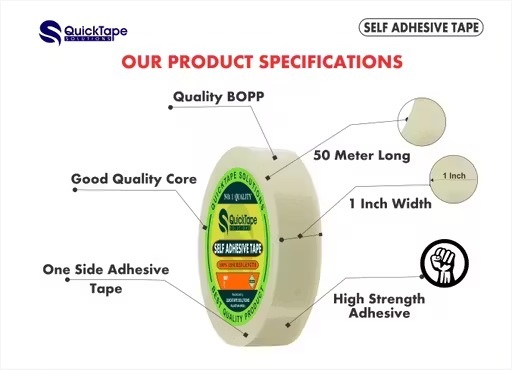 Transparent Adhesive BOPP Tape - Cello Tape for Secure Packing & Shipping (1 Inch Width x 50 Meter Length, Pack of 12 Rolls)